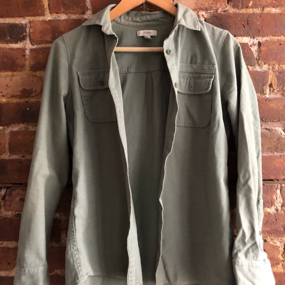 Green Jcrew button up s